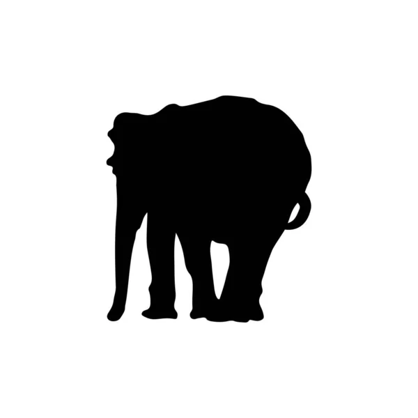 Siluetas de elefante de color negro sobre fondo blanco. Ilustración vectorial. — Vector de stock