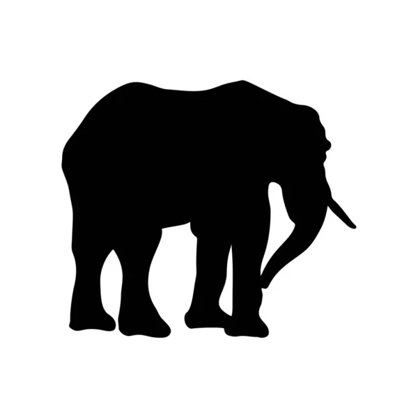 Siluetas de elefante de color negro sobre fondo blanco. Ilustración vectorial. — Vector de stock