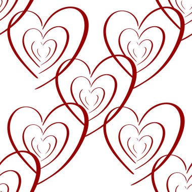 Sevgililer Günü 'nün kusursuz bir kalp şekli var. Vektör tatil arkaplanı. Beyaz üzerine kırmızı renk. Duvar kağıdı, ambalaj, ambalaj ürünleri, gömlek baskısı için..