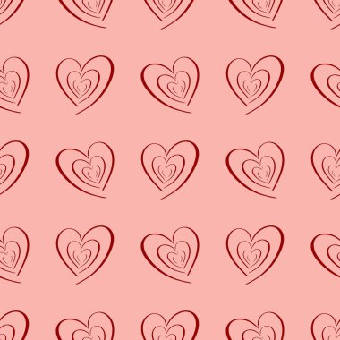 Sevgililer Günü 'nün kusursuz bir kalp şekli var. Vektör tatil arkaplanı. Beyaz üzerine kırmızı renk. Duvar kağıdı, ambalaj, ambalaj ürünleri, gömlek baskısı için..