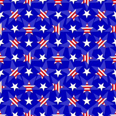 Mavi arka planda kırmızı beyaz çizgili kusursuz desen. Vatansever fon. Vektör illüstrasyonu