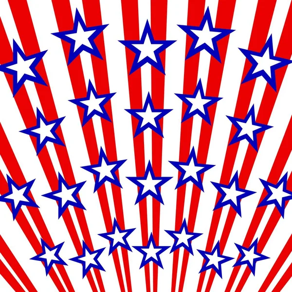 Fond patriotique avec des étoiles et des rayures. Rouge, bleu, blanc. Fond drapeau américain. — Image vectorielle