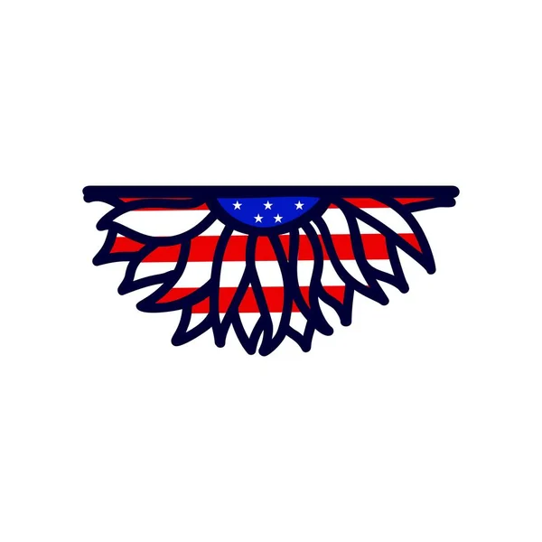 Monogram Patriotic Sunflower Color American Flag Stars Stripes Vector Illustration — 스톡 벡터