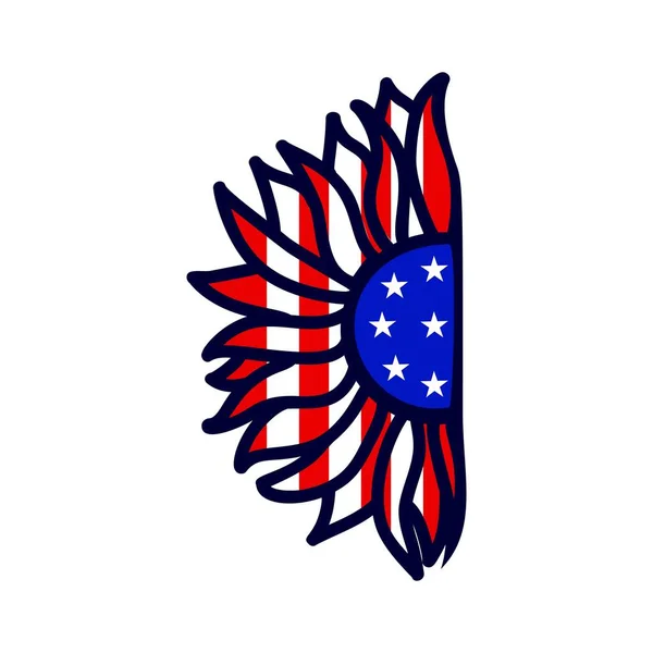 Vertical monogram Sunflower color of american flag. Vector illustration. 4th of july, Independence day. — Stock Vector