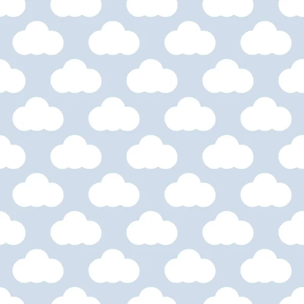 Seamless Pattern White Clouds Sky Kids Print Vector Backdrop Children — 图库矢量图片