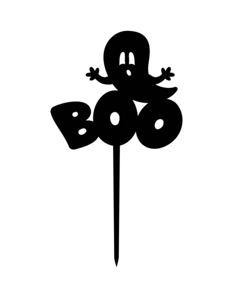 Fantasma de Halloween com palavra Boo Cake Topper Pronto para cortar com uma máquina de corte a laser. — Vetor de Stock