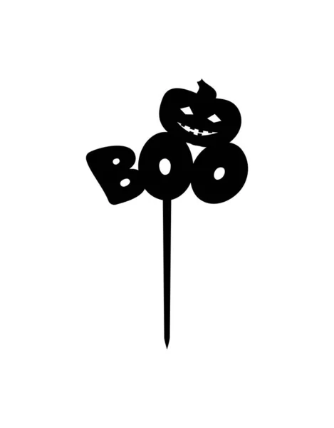 Halloween bolo topper Boo com abóbora. Corte a laser vetorial. — Vetor de Stock