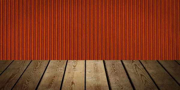 The background is blank wooden boards and a textured striped wall with gradient lighting and vignetting. For product demonstrations, free space, layout, mockup, perspective board, background board.