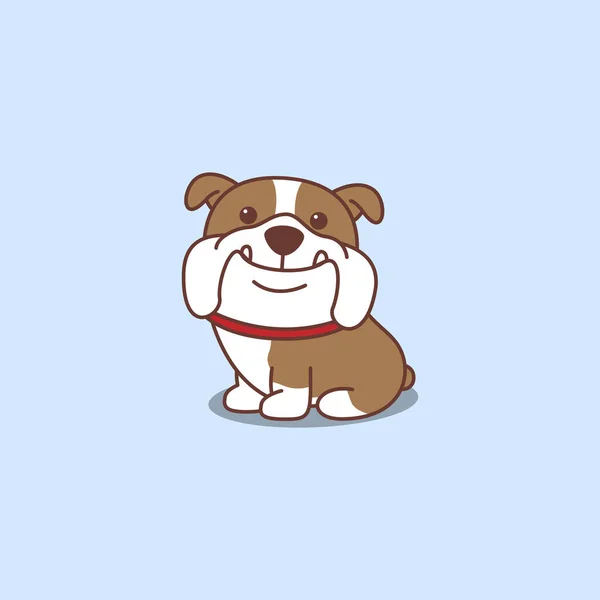 かわいい英語のブルドッグ座って漫画のアイコン ベクトルイラスト — ストックベクタ