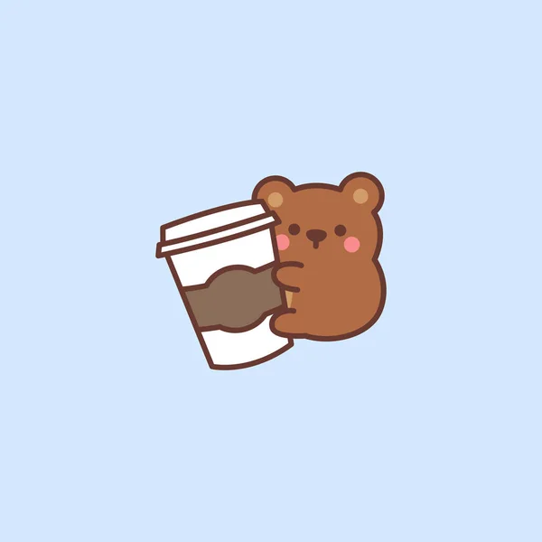 Χαριτωμένη Αρκούδα Αγαπά Τον Καφέ Κινουμένων Σχεδίων Διανυσματική Απεικόνιση — Διανυσματικό Αρχείο