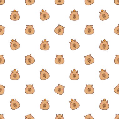 Şirin kapibaralı, karikatürsüz desenli, vektör resimli.