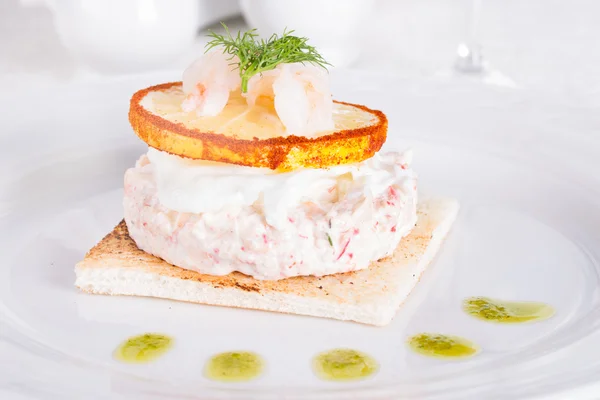 Terrine of crab meat with fried orange — Stock Photo, Image