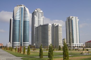 Modern bir bölge olan Grozny city - Grozny City bölgesinde yüksek binalar
