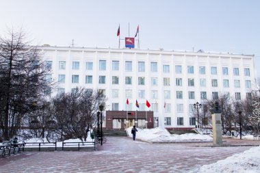 Magadan, Rusya Federasyonu - Aralık 19: 19 Aralık 2014 yılında Magadan Magadan Belediye duma.