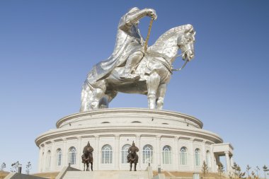 Tsonzhiyn Boldog, Moğolistan - 2 Şubat: Anıt için Cengiz Han Moğol bozkır yakınındaki Ulaanbaatar üzerinde 2 Şubat 2015 yılında Tsonzhiyn Boldog içinde.