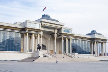 Ulan Batur, Moğolistan - 1 Şubat: Hükümet Binası Sukhbaatar Meydanı 1 Şubat 2015 tarihinde Ulaanbaatar '.