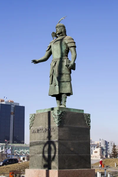 ULAANBAATAR, MONGOLIA - FEBRUARY 3: Monument Marco Polo in Ulan Bator, Mongolia on February 3, 2015 in Ulaanbaatar. — Stock Photo, Image