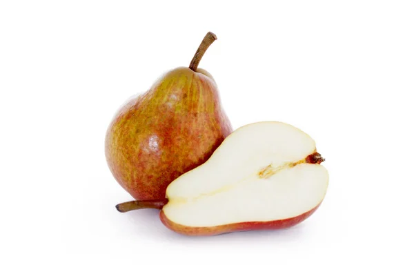 Ripe pear and half a pear on a white background — Stock Photo, Image