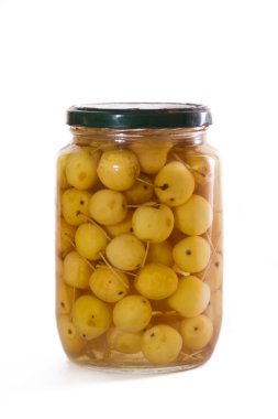 Cam kavanoz konserve şurup sarı küçük elma