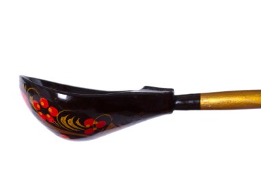 Geleneksel Rus tahta kaşık beyaz bir arka plan üzerinde