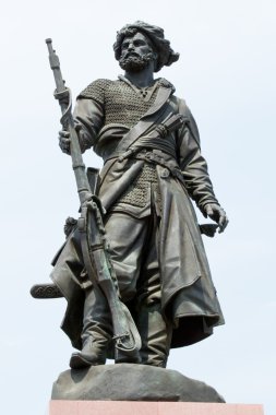 Irkutsk, Rusya Federasyonu - 4 Temmuz: 4 Temmuz 2015 tarihinde Irkutsk kalede Irkutsk kurucuları anıt.