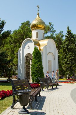 ANAPA, RUSSIA - AUGUST 20: Orthodox chapel in the central square on August 20, 2015 in Anapa. clipart