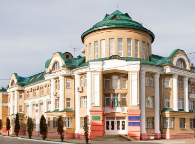 Saransk, Rusya Federasyonu - 9 Mayıs: Binada Mordovya gümrük yazısı ve Beşeri Bilimler Araştırma Enstitüsü 9 Mayıs 2015 tarihinde Saransk.