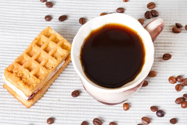 Café e waffles — Fotografia de Stock