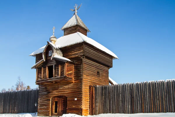 IRKUTSK, RUSSIA - DECEMBER 29: Ilim fort in architectural-ethnographic museum "Taltsy" on December 29, 2015 in Irkutsk. — Stock Photo, Image