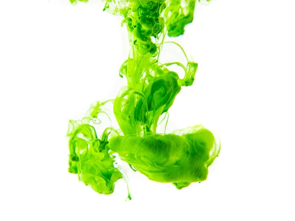 Light Green Paint Dissolves Water White Background Cloud Smoke — Stock Photo, Image