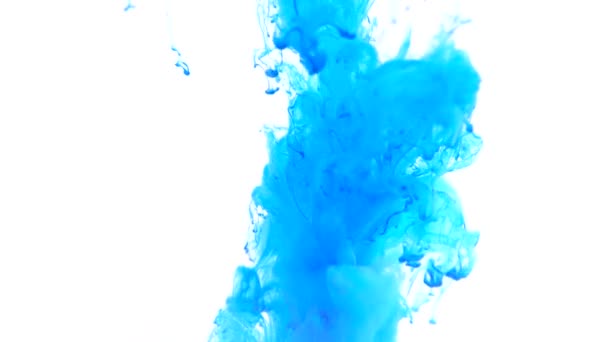 Turquoise Paint Dissolves Water White Background Cloud Smoke — Stock Video