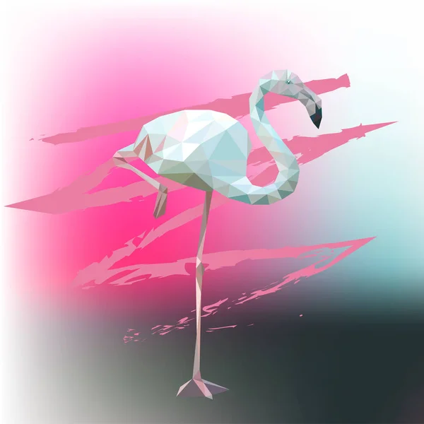 Vektorkép rózsaszín flamingóról. poligonális madár — Stock Vector