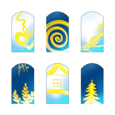 Altı Noel ve Yeni Yıl etiketi koleksiyonu