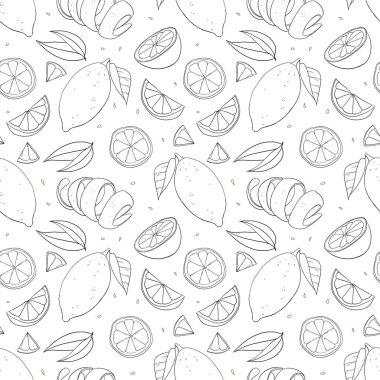 Limonlu ve yapraklı raster pürüzsüz desen