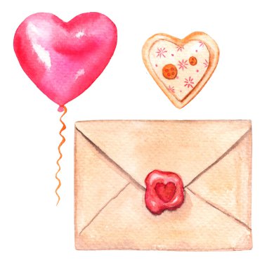 Sevgililer Günü veya düğün günü için suluboya çizim