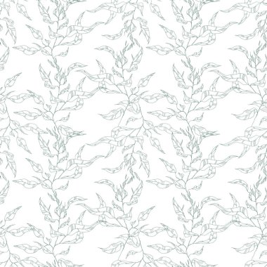 Kumaş baskı raster dikişsiz desen kontur yaprakları