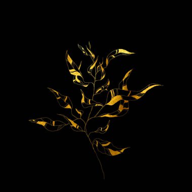 Yapraklı bir dalın dijital çizimi. özet