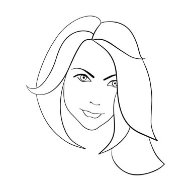 Soyut Kadın yüzü. Devamlı çizgi çizimi. vektör