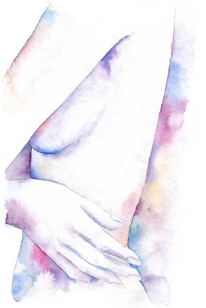 美しい少女の水彩画。手作業で紙に水彩で描いたイラスト — ストック写真