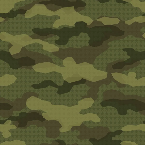 Camouflage Geometric Seamless Pattern Modern Camo Military Texture Spots Stars — Stock Vector