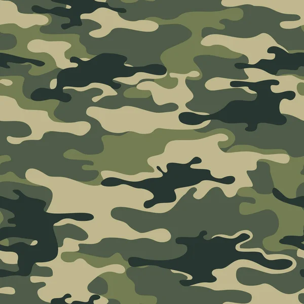 Military Camouflage Camo Seamless Pattern Endless Texture Green Dark Spots — Stock Vector
