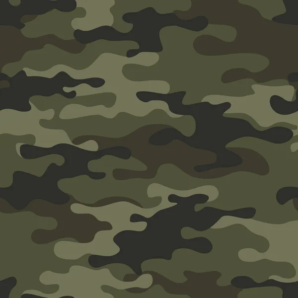 Camouflage Seamless Pattern Military Texture Abstract Camo Green Spots Dark — Stock Vector