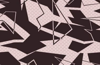 Yarış arka planı geometrik. Soyut kamuflaj deseni. Vinil ve çıkartma baskısı. Şekillerden ve çizgilerden oluşan sonsuz doku. Vektör