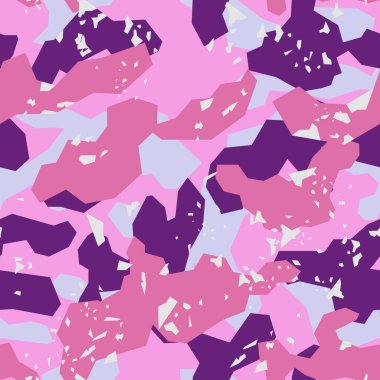 Kamuflajsız geometrik desen. Soyut askeri kamuflaj modern. Tekstil kumaşında parmak izi var. Vektör illüstrasyonu