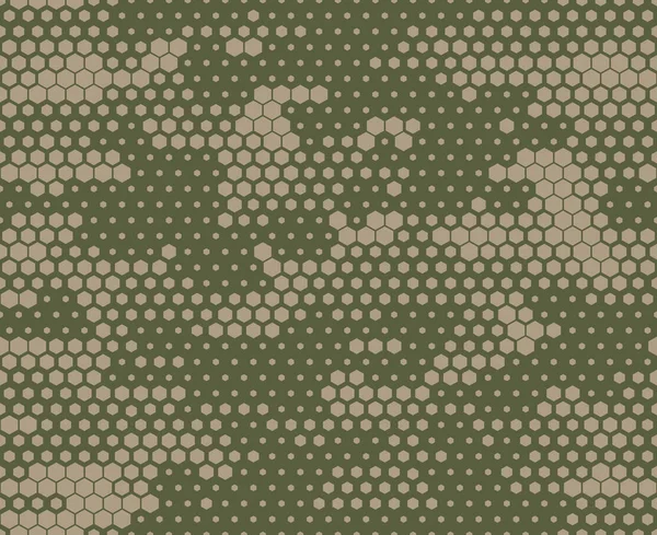 Sömlöst Kamouflagemönster Modernt Abstrakt Camo Från Sexkantiga Element Mörk Bakgrund — Stock vektor