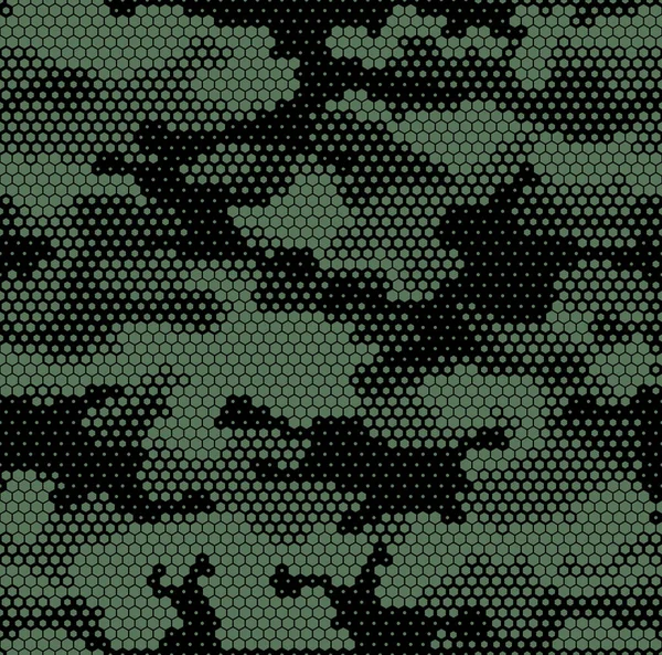 Camouflage Seamless Pattern Modern Abstract Camo Hexagonal Elements Military Texture — Stock Vector