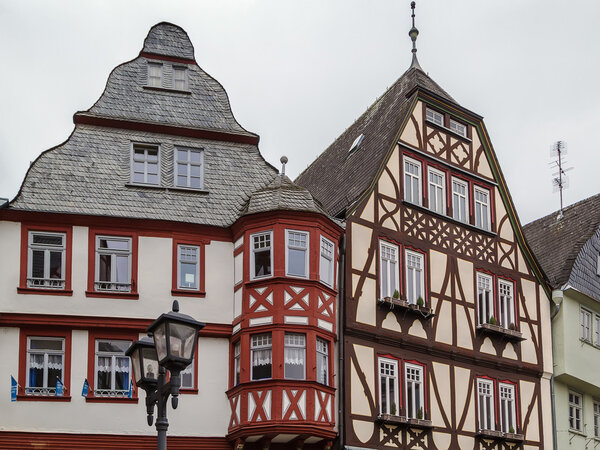 Street with half-timbered houses in Limburg old town, Germany