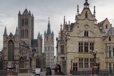 Ghent, Belçika tarihi merkezinin görünümü