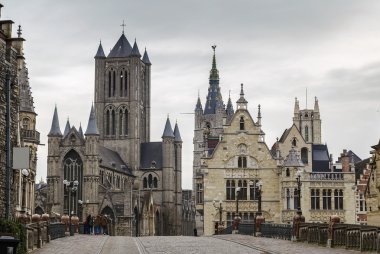 Ghent, Belçika tarihi merkezinin görünümü