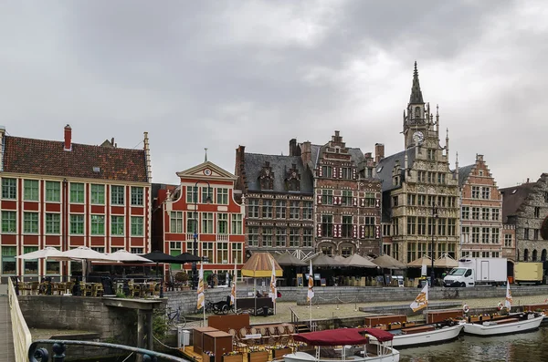 Lys rivier Dijk (Graslei), Gent, België — Stockfoto
